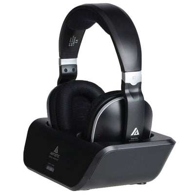 Wireless on-ear headphones with powerful bass, designed for immersive TV audio experience.